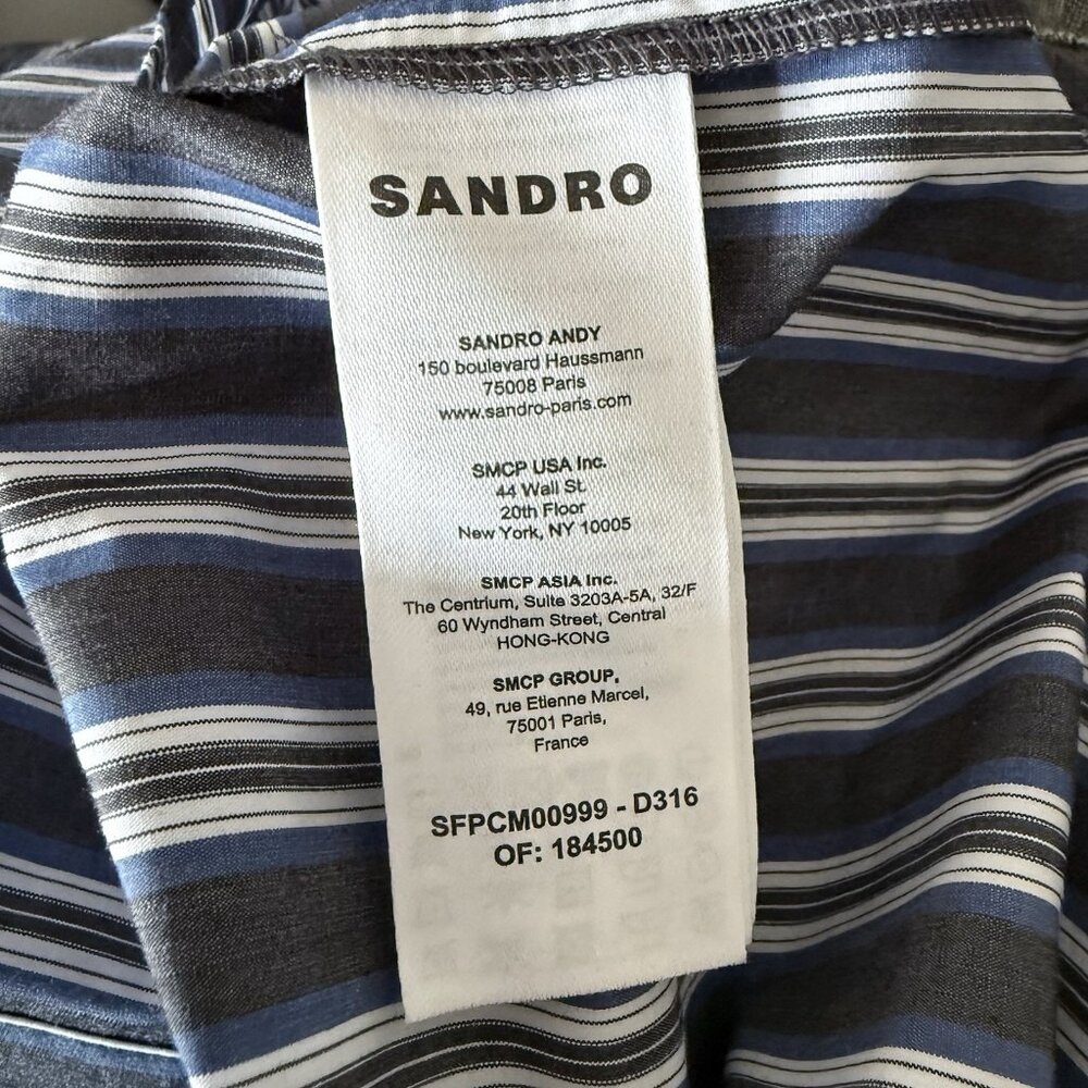 Sandro Oversized Striped Button Down Shirt Blue Grey Size S $340 - Picture 7 of 13